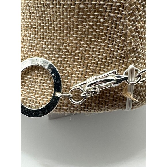 Vintage Modernist Silver Tone Necklace Rough & Smooth Textures Open Link Chain - Picture 5 of 8